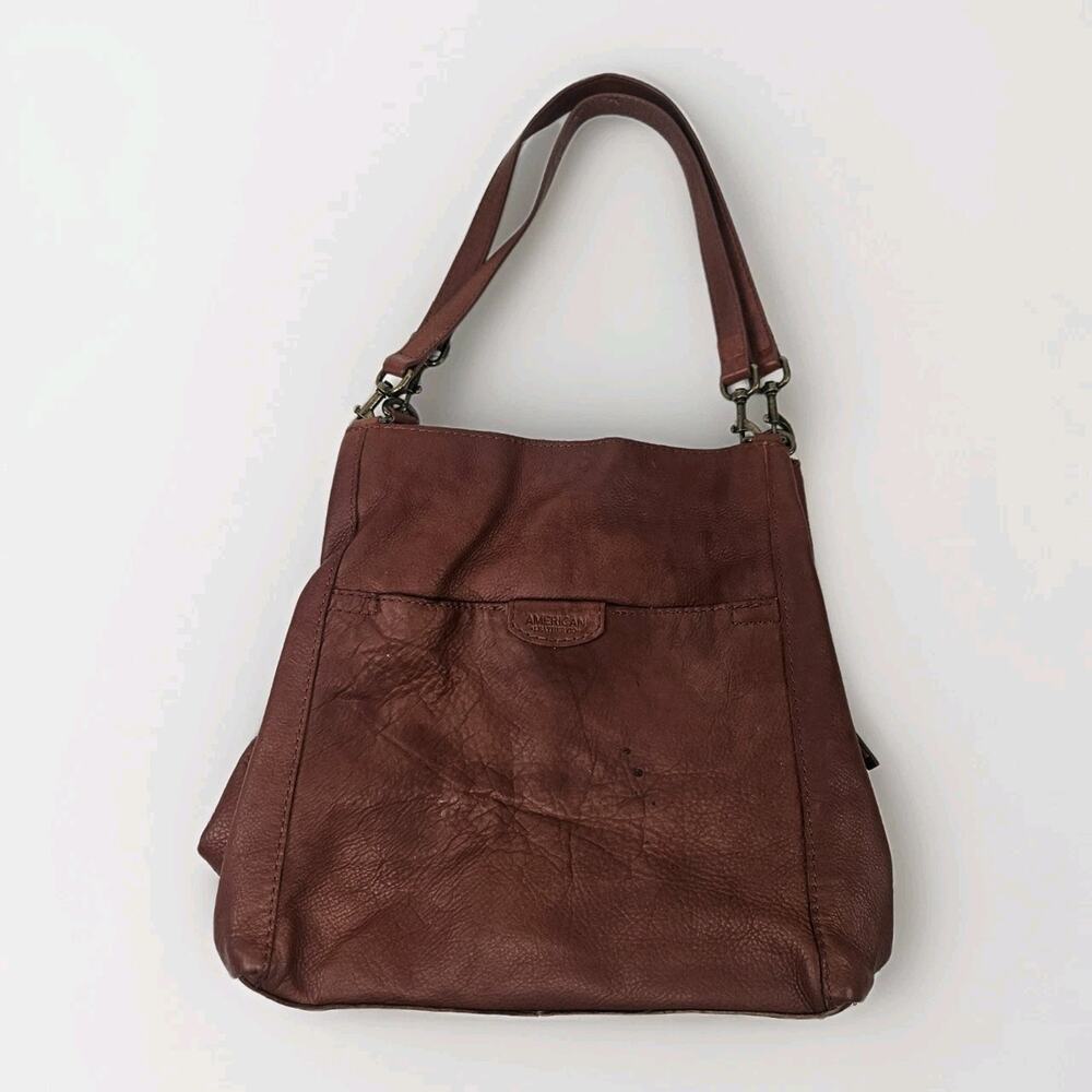 American Leather Co Women's Lenox Triple Entry Satchel Brandy Brown Shoulder Bag